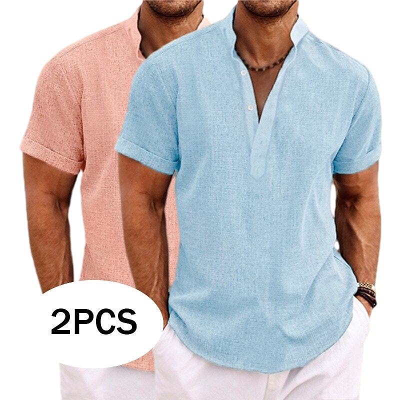 Men's Linen Popover Shirts 2-Pack: $13 Men's Linen Popover Shirts 2-Pack: $13