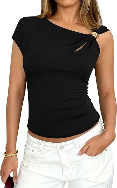 PRETTYGARDEN Women's One Shoulder Shirt: $17.99