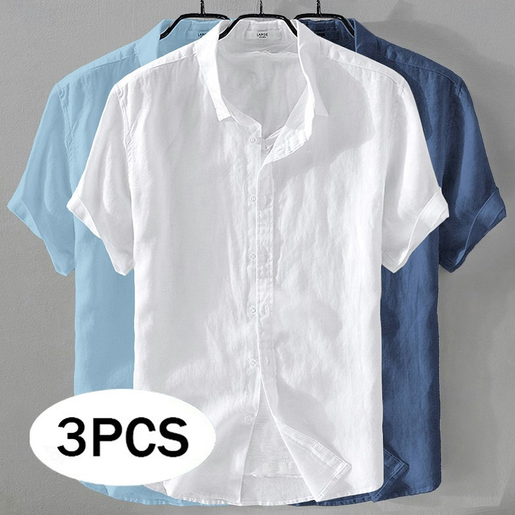 Men's Linen Shirts 3-Piece Set: $19