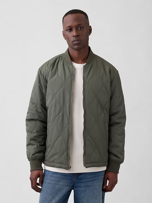 Gap Factory Men's Relaxed Quilted Bomber Jacket: $37.50 in-cart Gap Factory Men's Relaxed Quilted Bomber Jacket: $37.50 in-cart