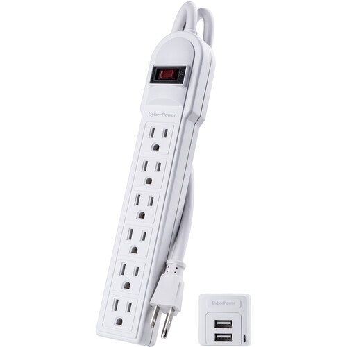 CyberPower 6-Outlet Surge Protector with 2 USB-A Ports: $6.95
