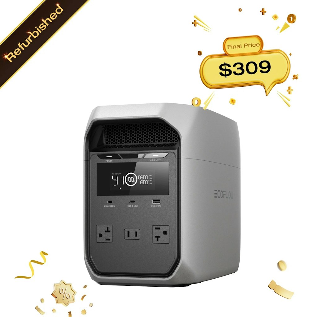 Certified Refurb EcoFlow 1800W Delta 3 Classic LiFePO4 Portable Power Station: $309