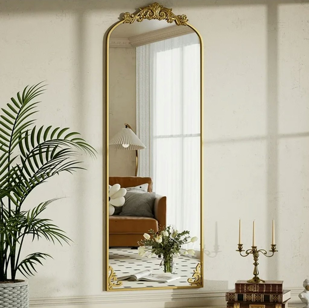 Beautypeak 65" Full Length Arched Wall-Mounted Mirror : $19