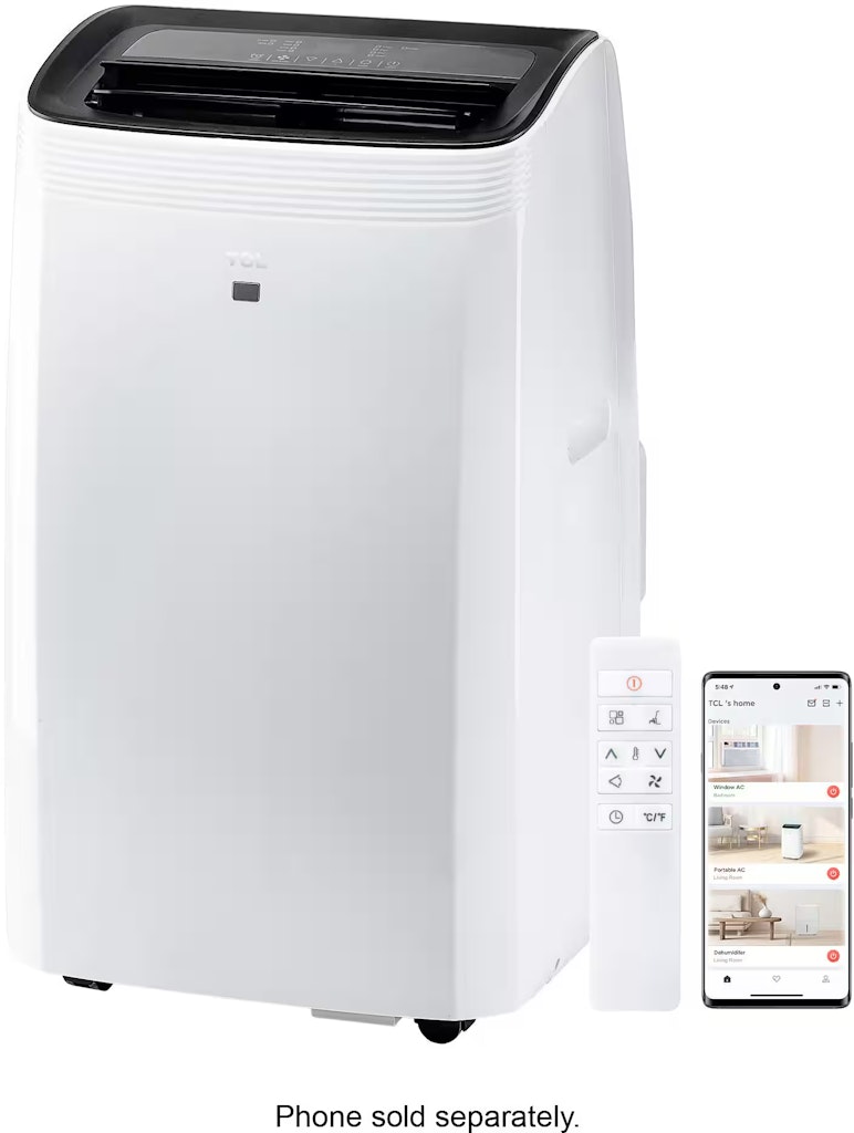 TCL 450 Sq. Ft. 10,000 BTU 3-in-1 Smart Portable Air Conditioner: $350 TCL 450 Sq. Ft. 10,000 BTU 3-in-1 Smart Portable Air Conditioner: $350