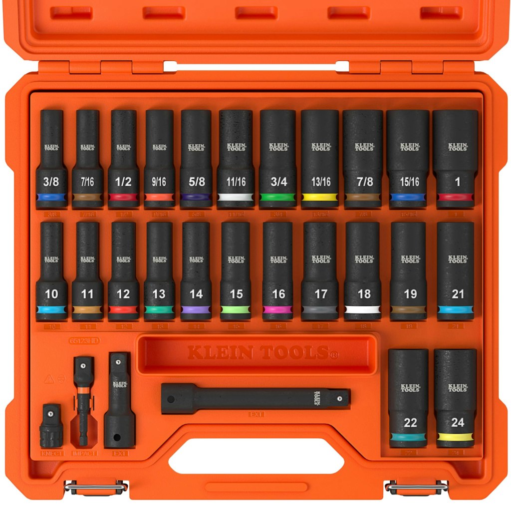 Klein Tools 28-Piece KNECT 1/2" Drive SAE & Metric Deep-Well Impact Socket Set: $129.98