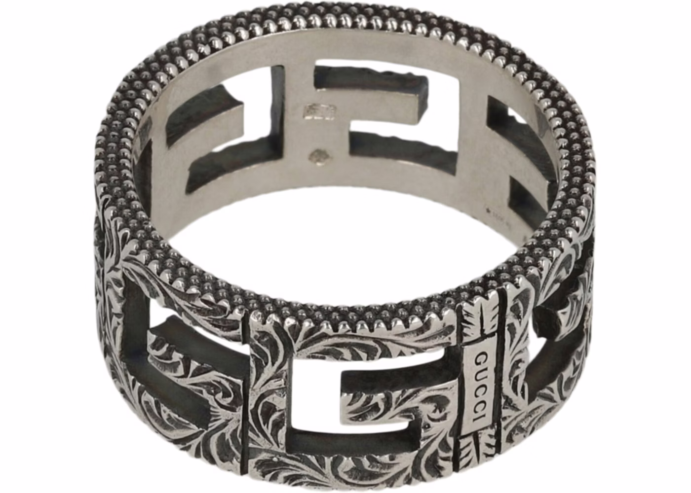 Gucci Sterling Silver G Cube Wide Band Ring