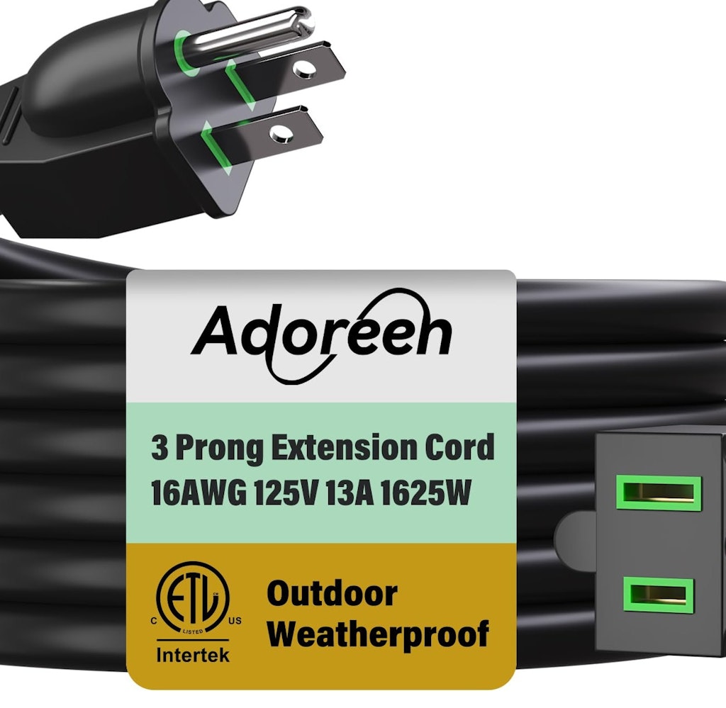 25-Foot 16 AWG 3-Prong Weatherproof Outdoor Extension Cord: $9.79