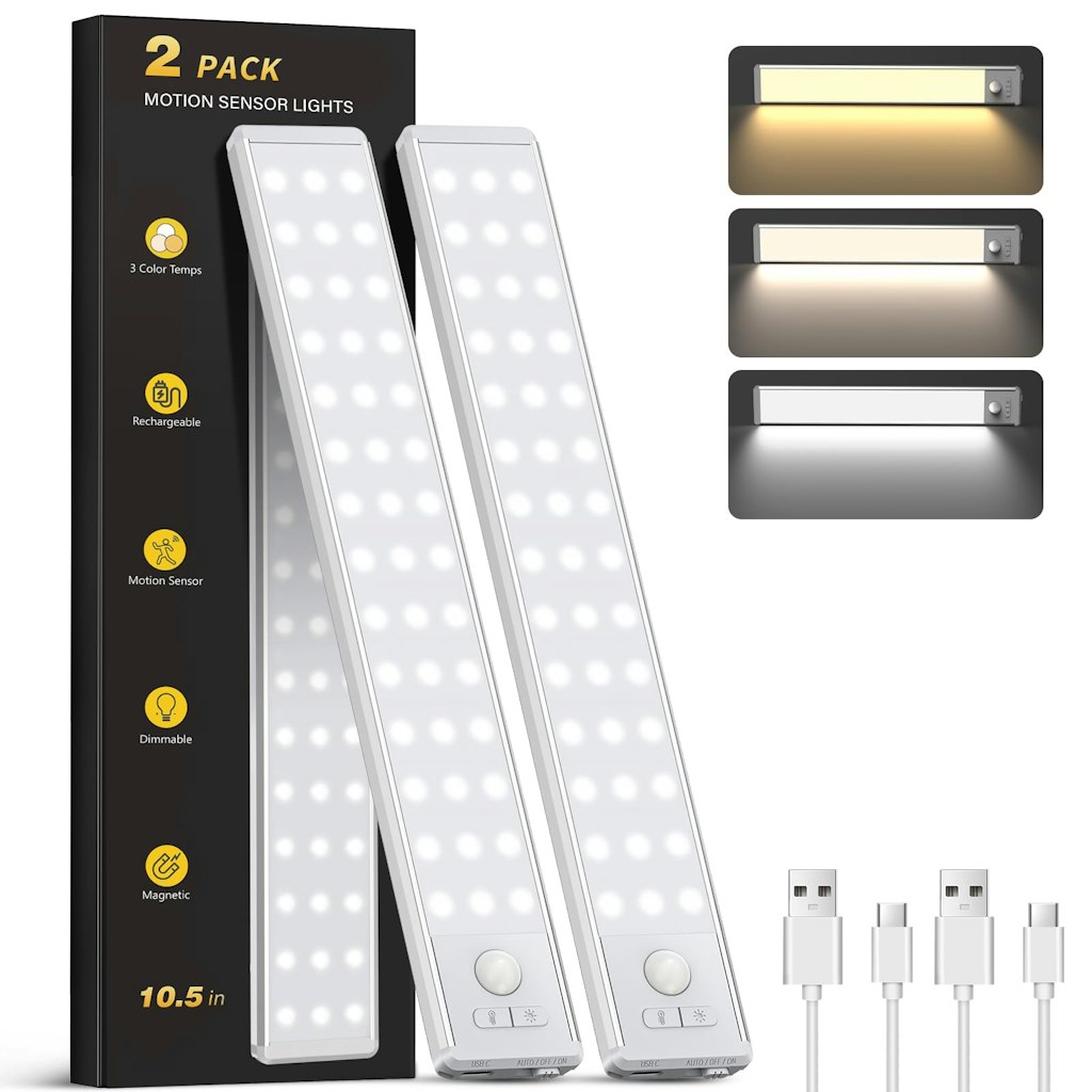 10.5" Under Cabinet Motion Sensor Light 2-Pack: $7.99