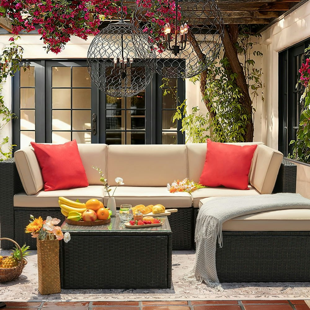 Lacoo 5-Piece Patio Sectional Set with Table: $189.99