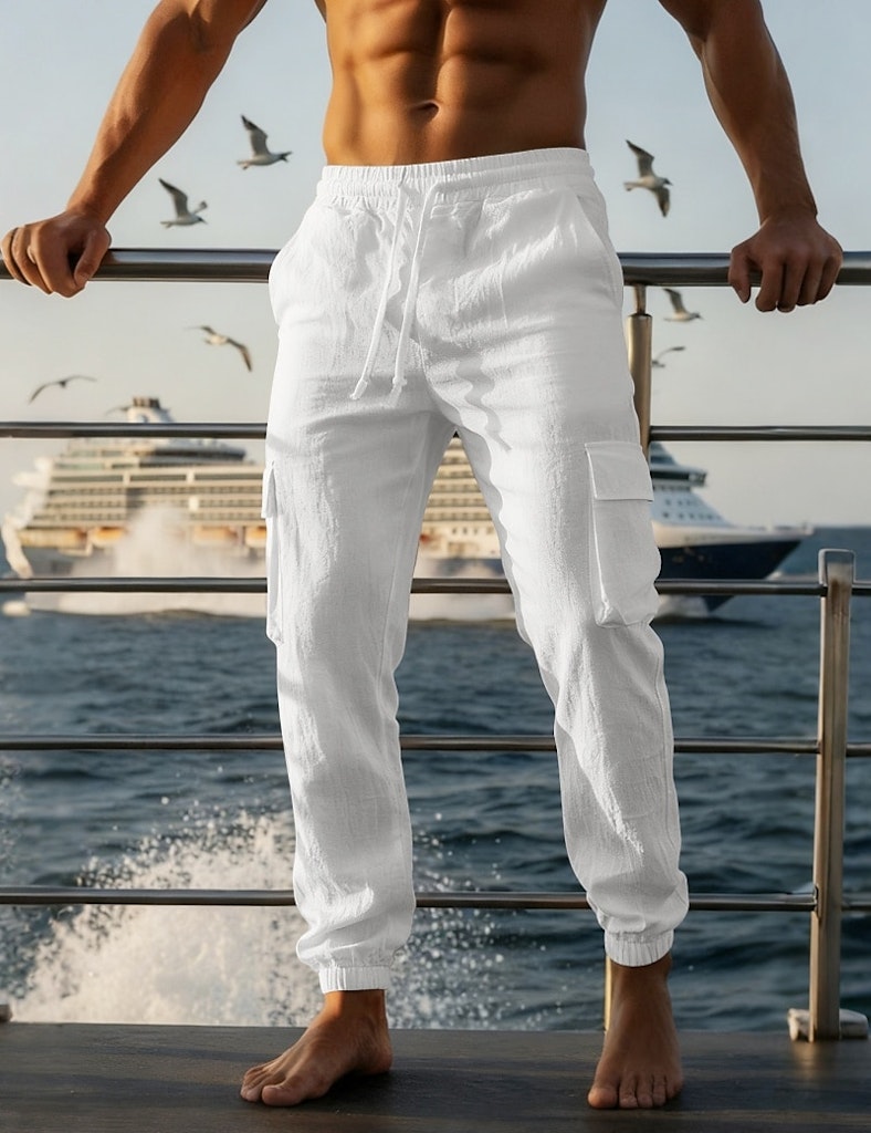Men's Linen Cargo Pants: $9