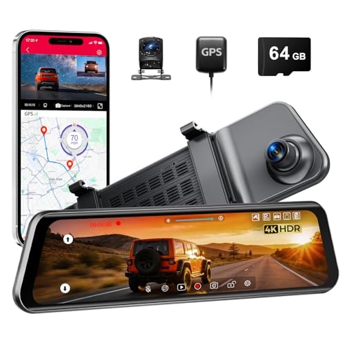 Lingdu 12" 4K UHD Front & Rear Mirror Dash Cam: $59.99