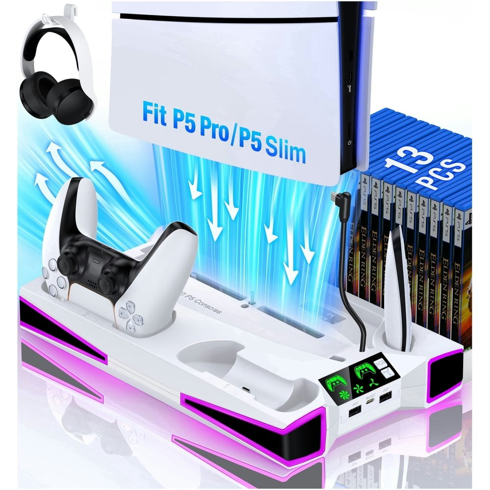 QQV PS5 Stand Cooling Station with Dual Charging Dock: $29.98