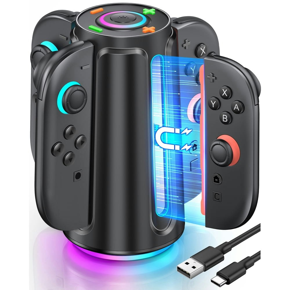 Switch 2 Controller Charging Dock 4-in-1 Fast Charger Station: $14.98