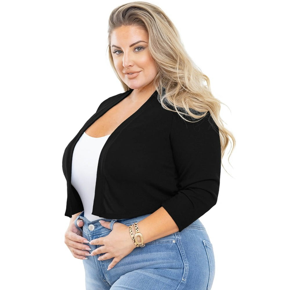 Showmall Women's Plus Size Cropped Cardigan 2X: $13.47 Showmall Women's Plus Size Cropped Cardigan 2X: $13.47