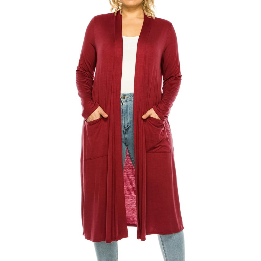 Women's Plus Size Open Front Duster Cardigan: $15.16