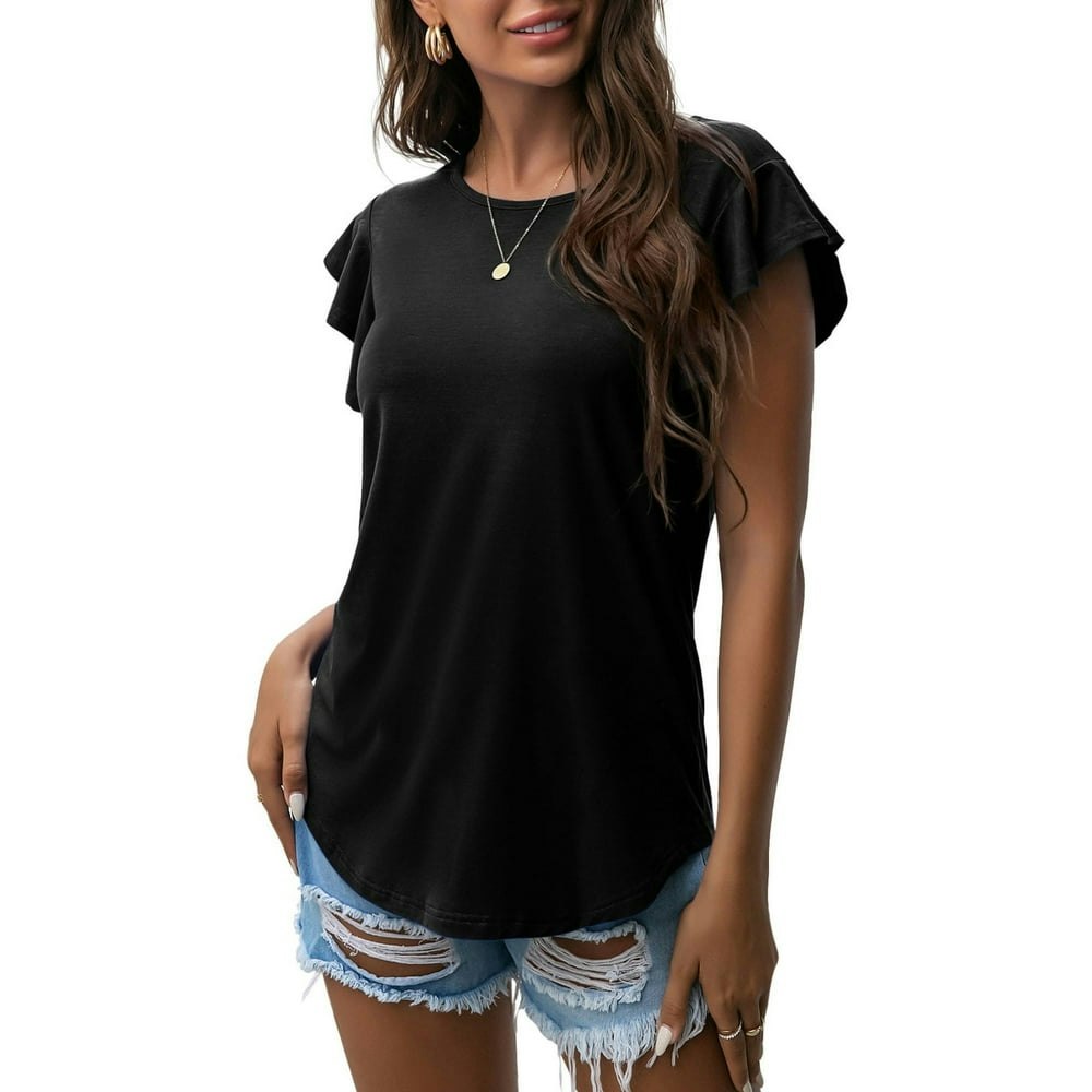 JWD Women's Ruffle Short Sleeve Knit Tunic Top: $10.88