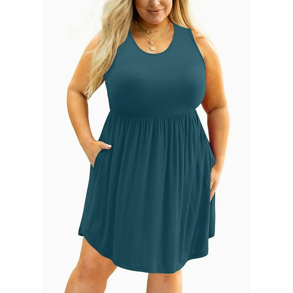 Showmall Women's Plus Size Sleeveless Summer Dress with Pockets 3X: $14.84 Showmall Women's Plus Size Sleeveless Summer Dress with Pockets 3X: $14.84