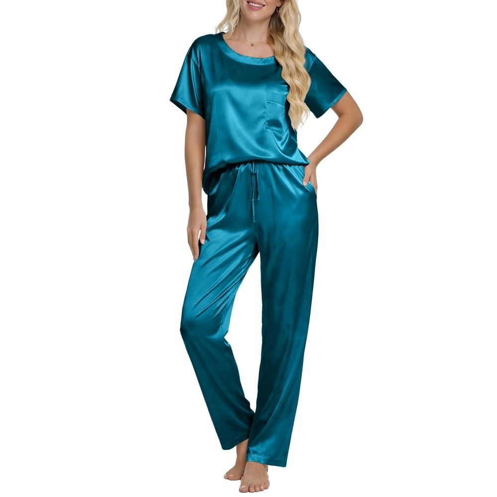Dakimoe Women's Satin Pajama Set 2-Piece M: $17.98