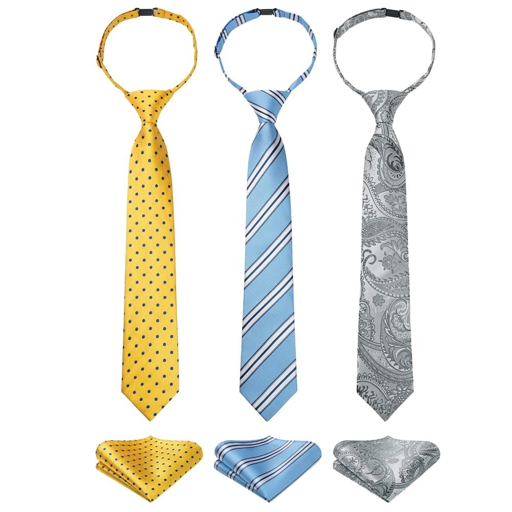 Boys Pre-Tied Neckties & Pocket Square Set 3-Piece: $16.99
