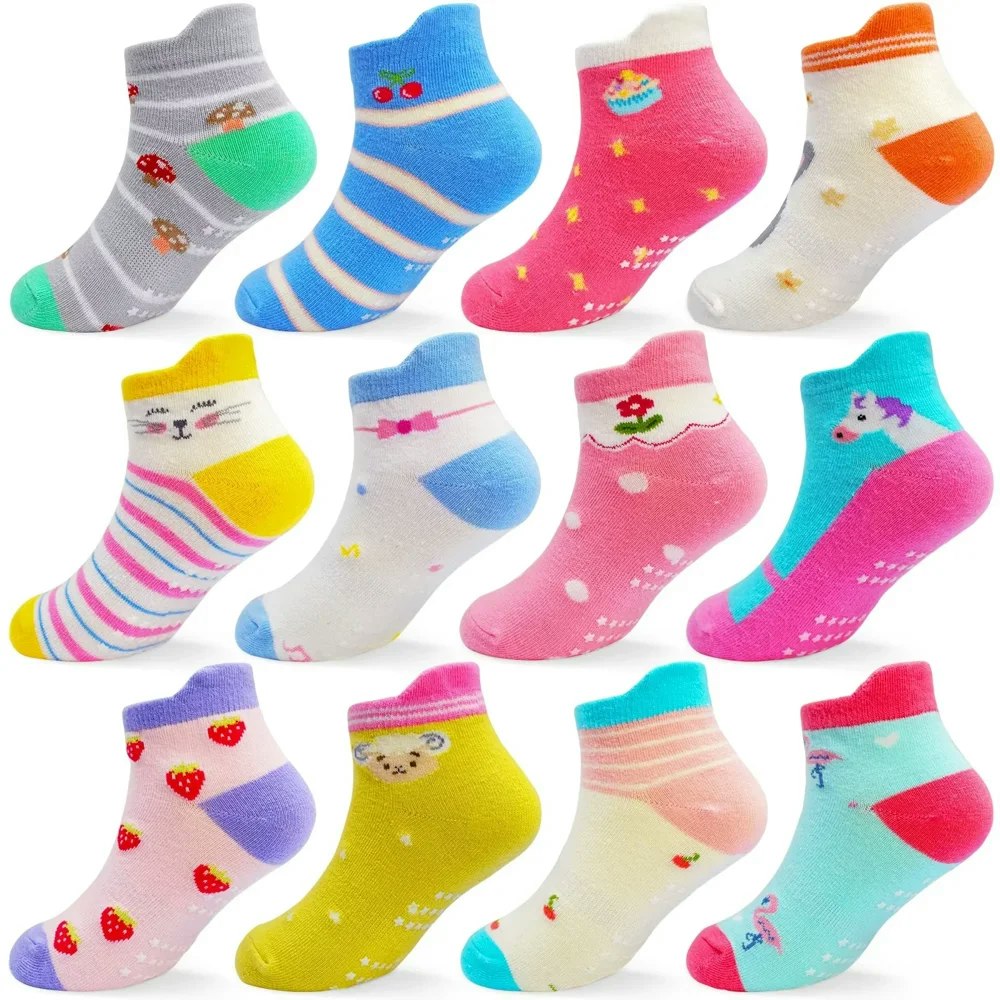Skibeaut Kids Non-Slip Grip Ankle Socks 12-Pair Pack: $10.49