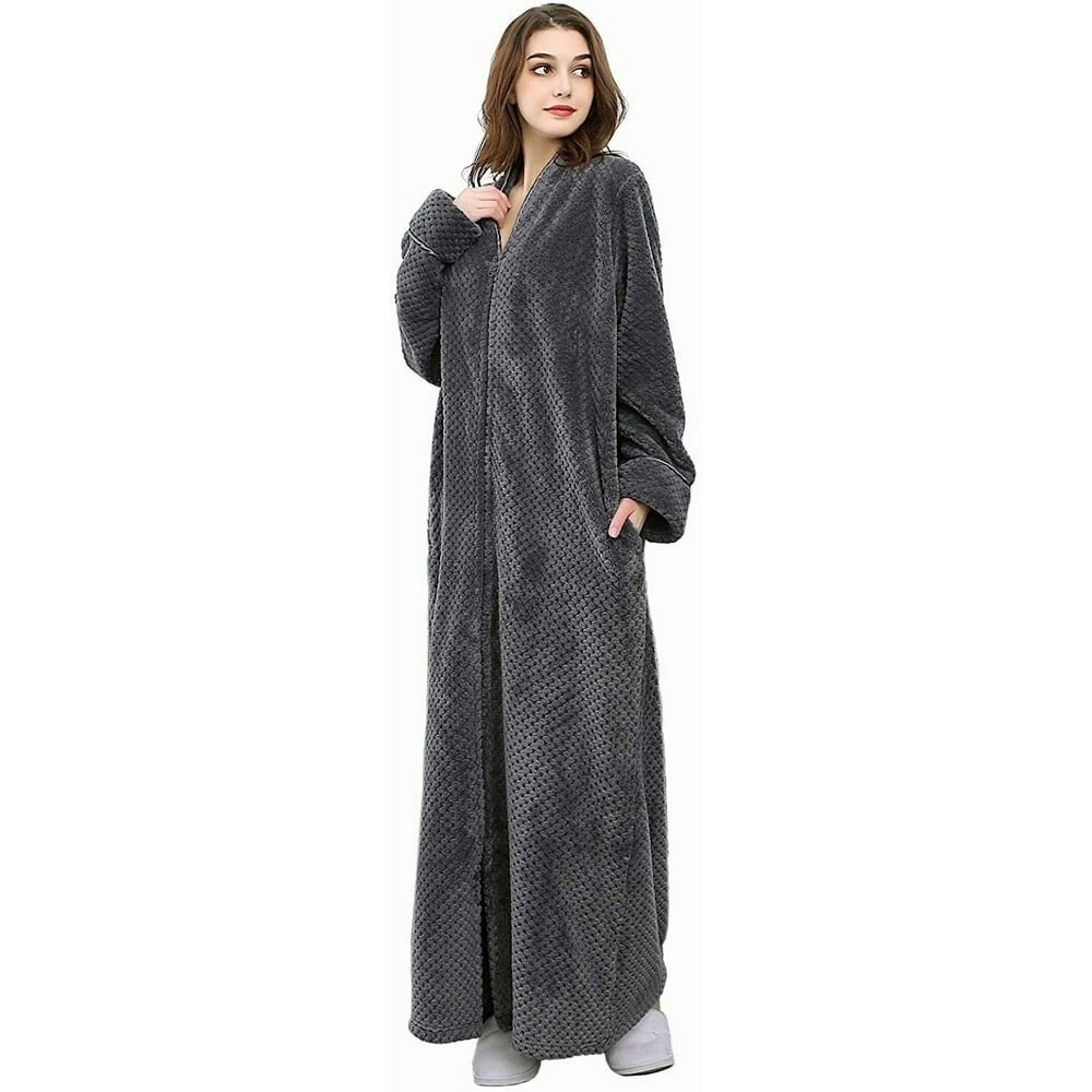 Amitofo Women's Zip-Up Fleece Robe: $24.16