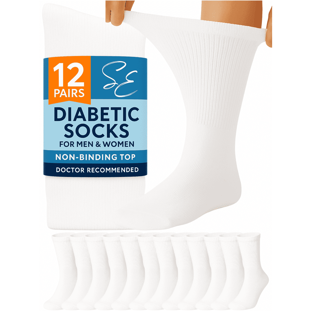 Special Essentials Diabetic Crew Socks 12-Pair Pack Size 10-13: $24.93