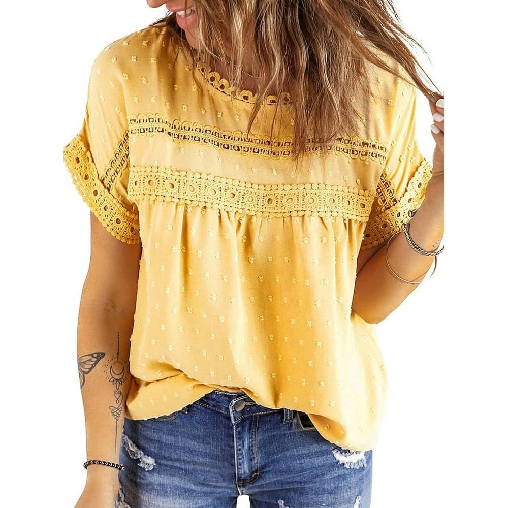UVN Women's Lace Crochet Chiffon Blouse: $14.28
