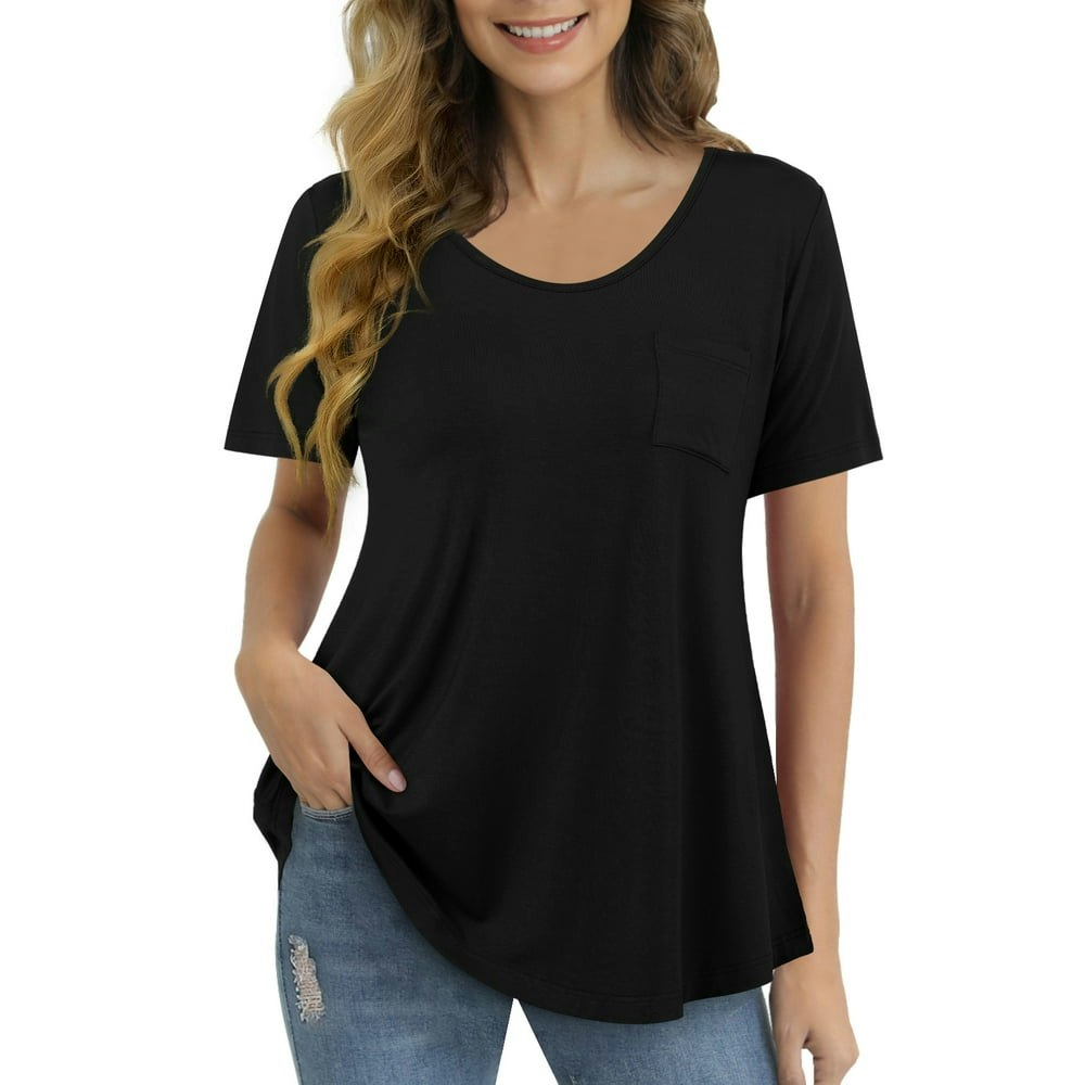 Folunsi Women's Short Sleeve Tunic T-Shirt with Pocket: $7.89