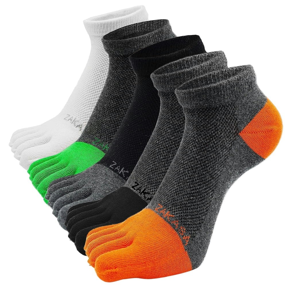 Amitofo Men's Five Finger Toe Socks 5-Pair Pack Size 10-12: $14.98