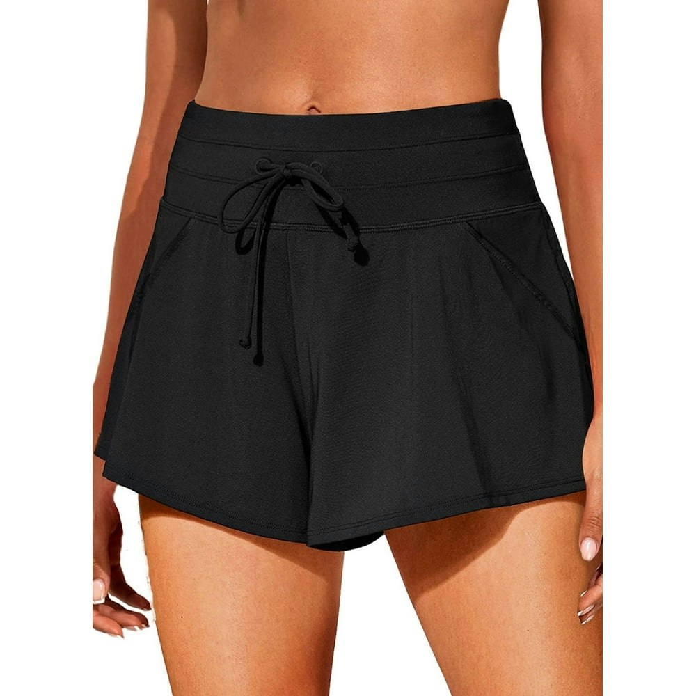 Shewin Women's High Waisted Swim Shorts with Pockets: $17.81