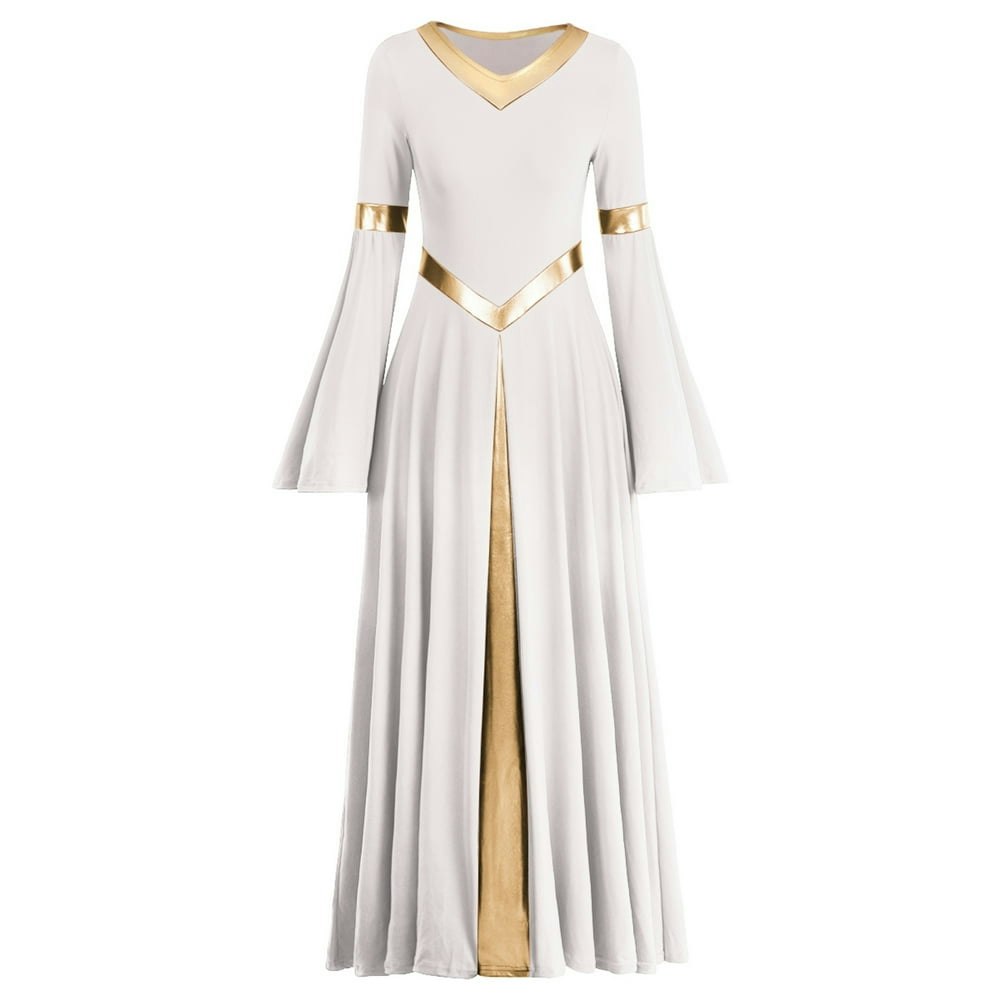 Idopip Metallic V-Neck Praise Dance Dress: $26.97