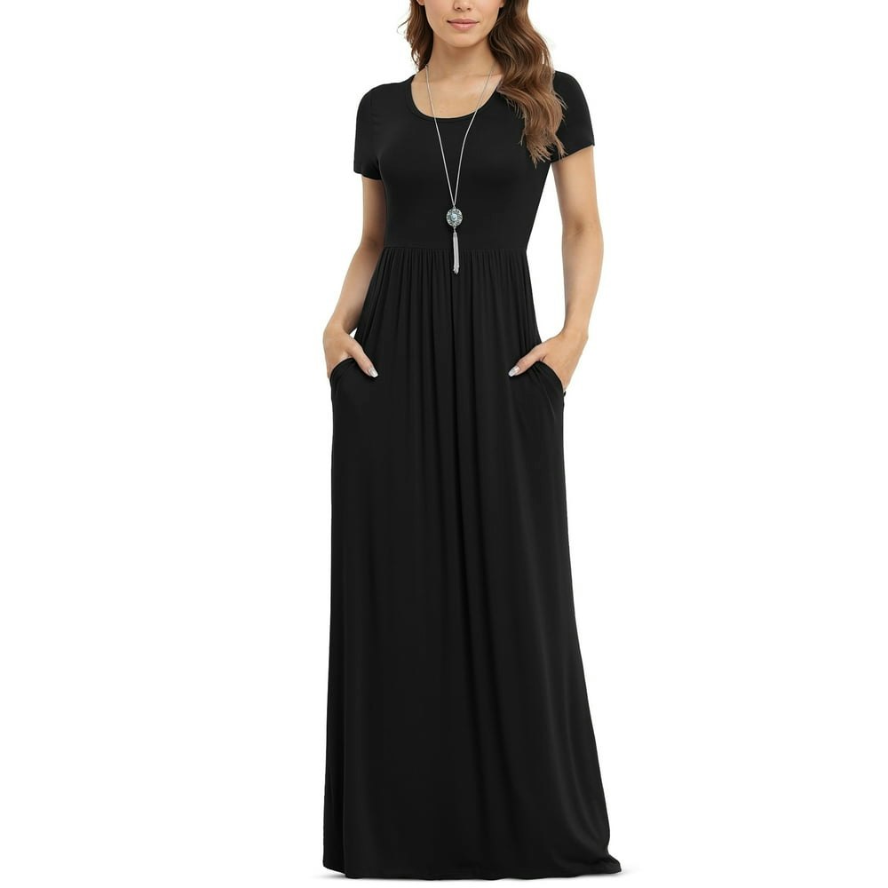 Asklazy Women's Short Sleeve Maxi Dress with Pockets (S-4XL): $17.84