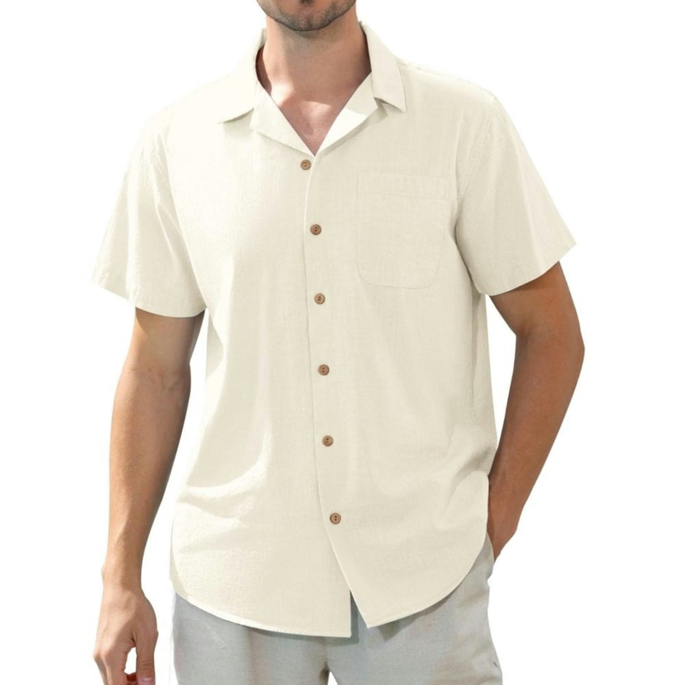 Sogami Men's Short Sleeve Linen Button-Down Shirt with Pocket: $16.49 Sogami Men's Short Sleeve Linen Button-Down Shirt with Pocket: $16.49