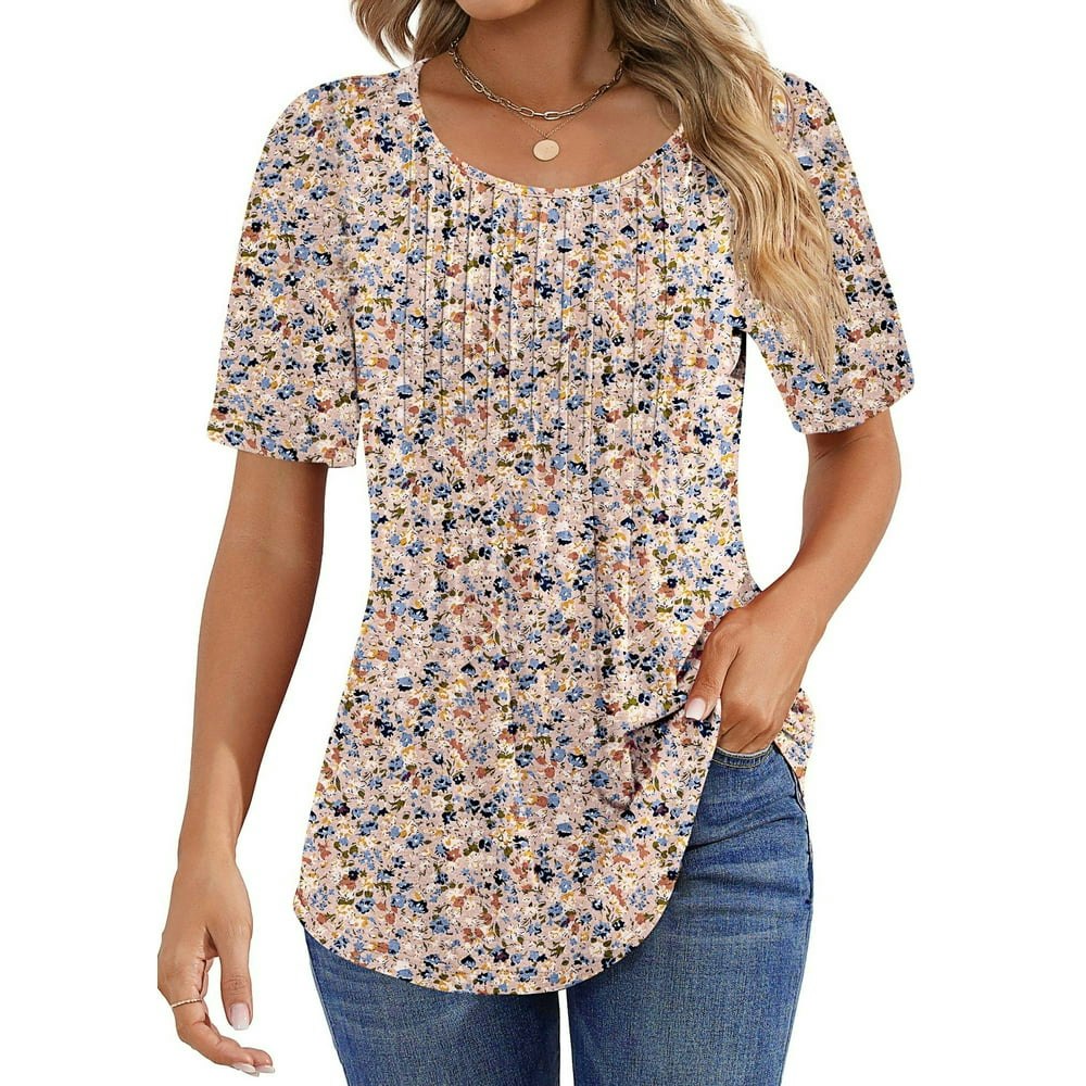 Fantaslook Women's Pleated Short Sleeve Tunic Blouse: $12.59 Fantaslook Women's Pleated Short Sleeve Tunic Blouse: $12.59