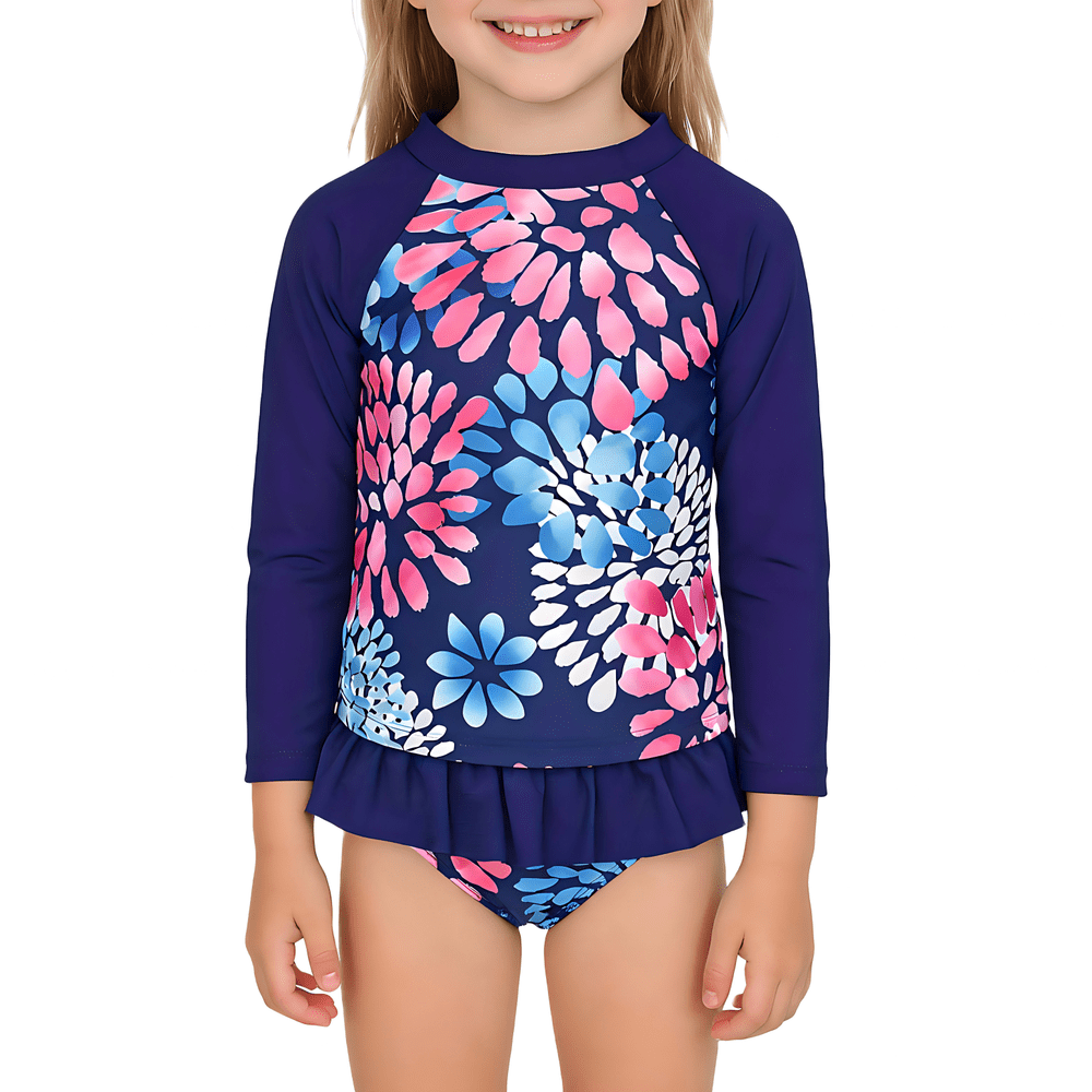 Zando Baby Girls 2-Piece Long Sleeve Rash Guard Swimsuit Set 3-8 Years: $9.97