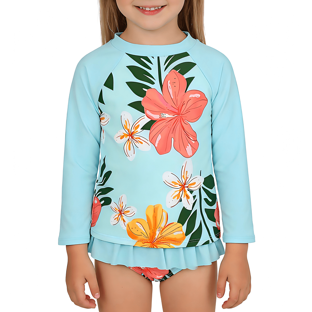 Zando Baby Girls 2-Piece Long Sleeve Rash Guard Swimsuit Set UPF 50+ 3-8 Years: $9.97