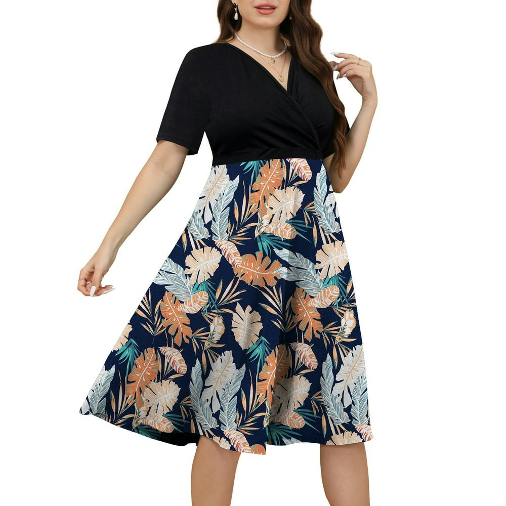 a.Jesdani Women's Plus Size Ribbed V-Neck Midi Dress with Pockets L-4X: $13.99
