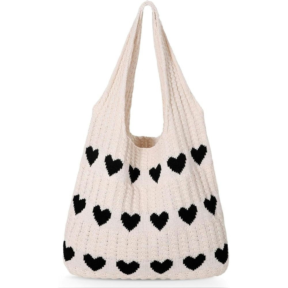 Suosdey Heart Knit Crochet Beach Tote Bag: $10.89 Suosdey Heart Knit Crochet Beach Tote Bag: $10.89