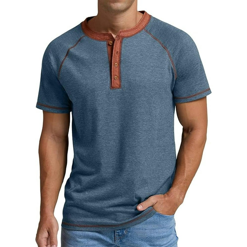 JWD Classic Men's Short Sleeve Henley T-Shirt Blue L: $14.84 JWD Classic Men's Short Sleeve Henley T-Shirt Blue L: $14.84