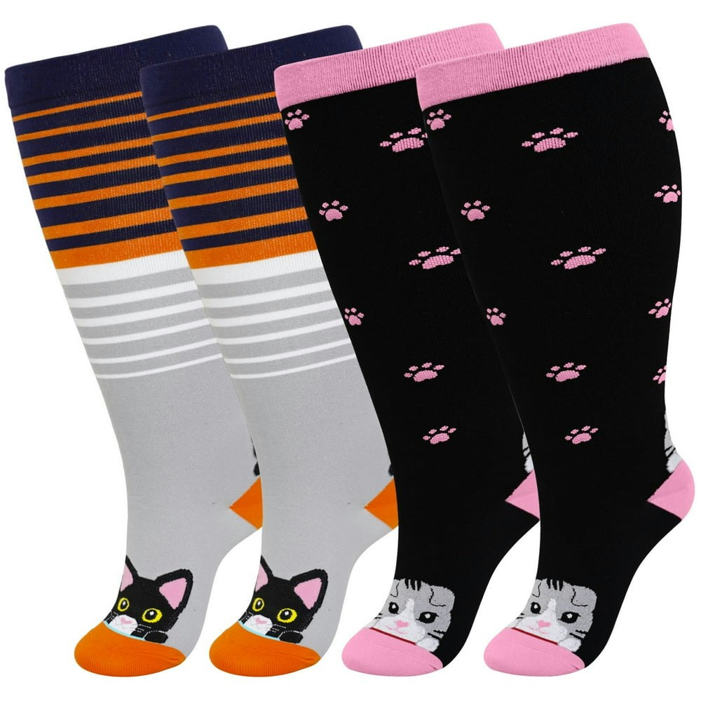 LOFIR Women's Cat Compression Socks 2-Pair 20-30 mmHg Knee High Wide Calf 4XL: $12.98 LOFIR Women's Cat Compression Socks 2-Pair 20-30 mmHg Knee High Wide Calf 4XL: $12.98
