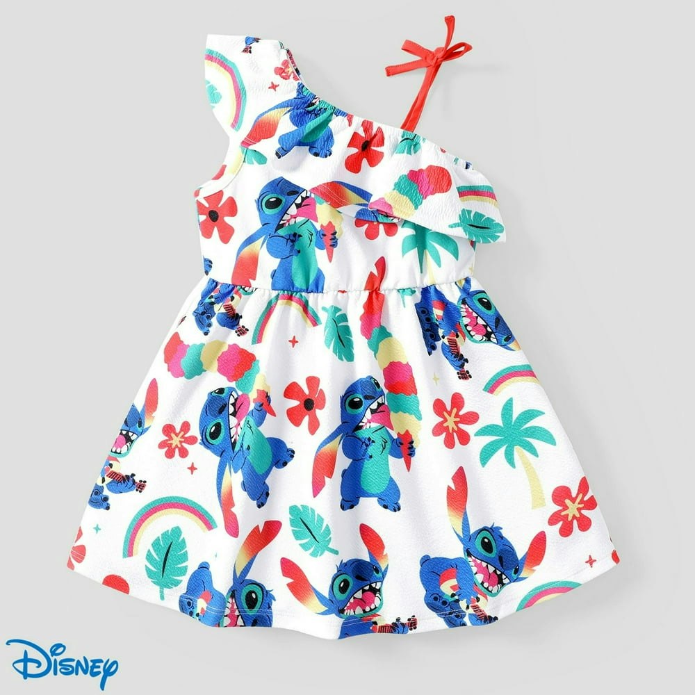 Disney Stitch Girls One-Shoulder Ruffled Summer Dress Sizes 2-6: $17.89 Disney Stitch Girls One-Shoulder Ruffled Summer Dress Sizes 2-6: $17.89