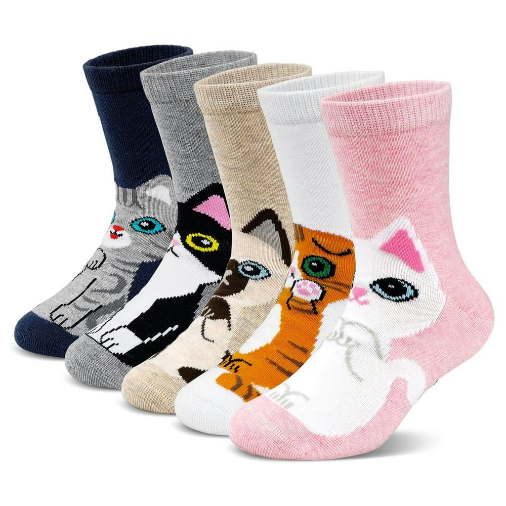 Amitofo Girls Non-Slip Crew Socks 5-Pair Pack: $10.09