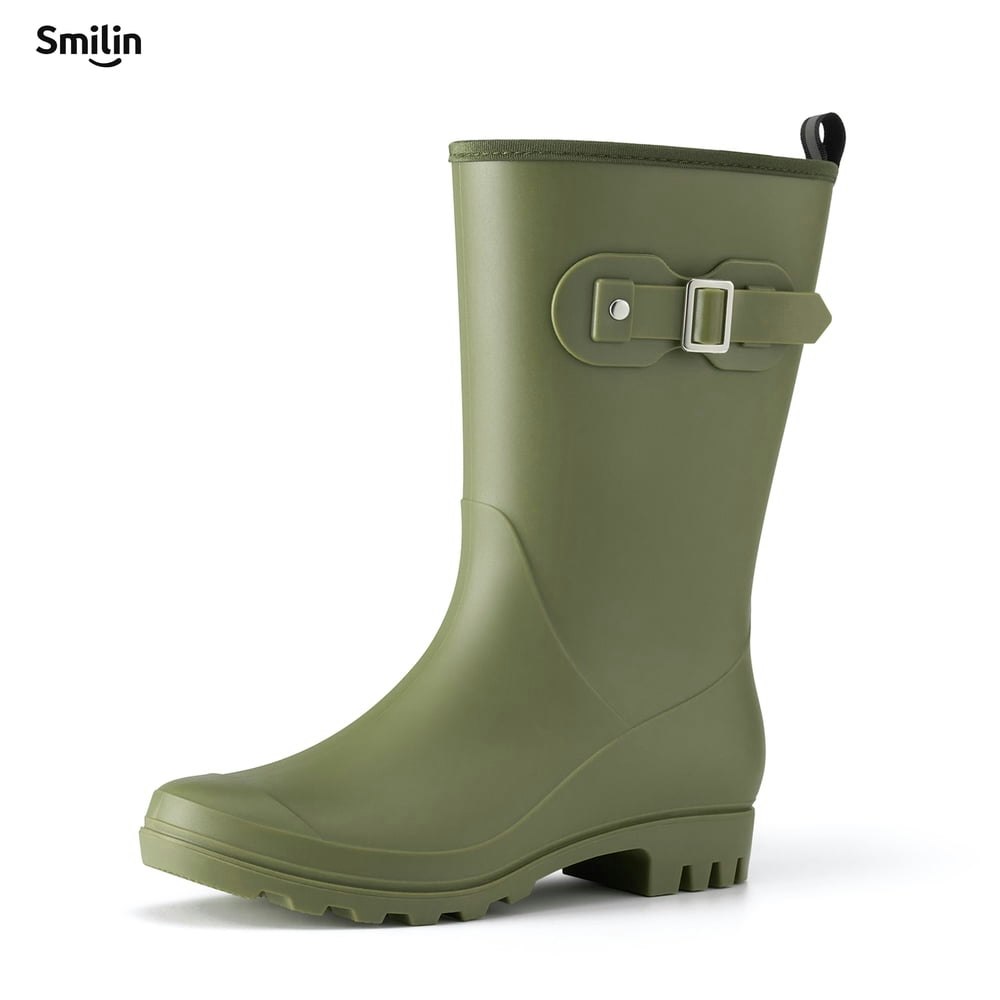 Smilin Wellington Wide Calf Rubber Rain Boots for Women Size 9: $29.98