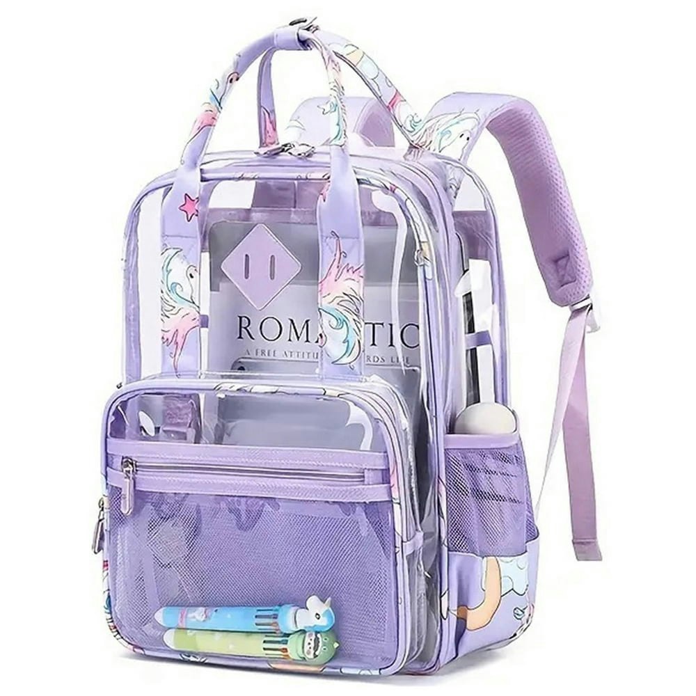 Soda Candy Clear Backpack Purple Unicorn: $19.89