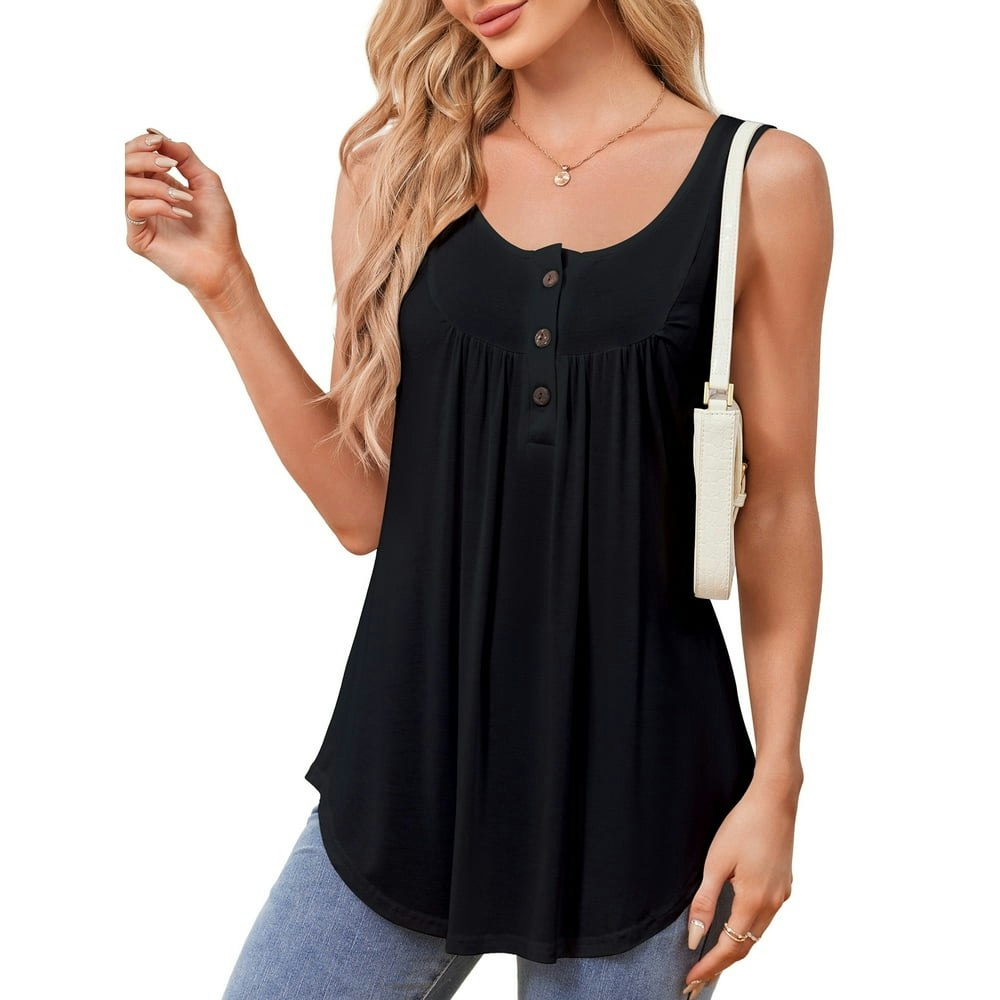 Jylfc Women's Sleeveless Henley V-Neck Tank Top XL: $12.97