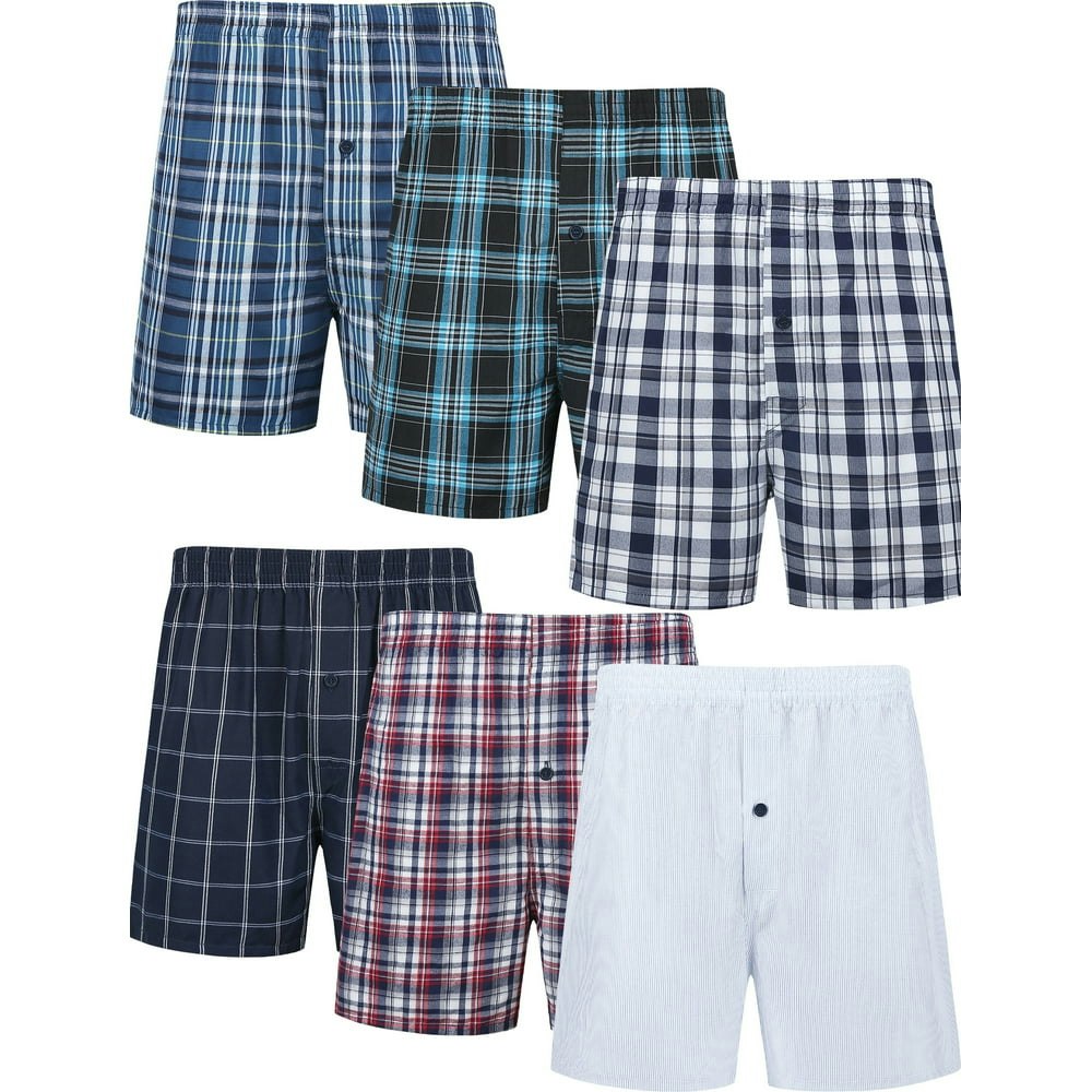 Onimisc Men's Cotton Plaid Woven Boxer Shorts 6-Pack: $17.99 Onimisc Men's Cotton Plaid Woven Boxer Shorts 6-Pack: $17.99