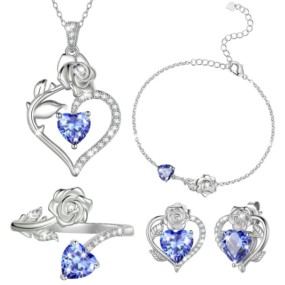 Beautlace Rose Heart Sterling Silver Jewelry Set: $56.99 Beautlace Rose Heart Sterling Silver Jewelry Set: $56.99