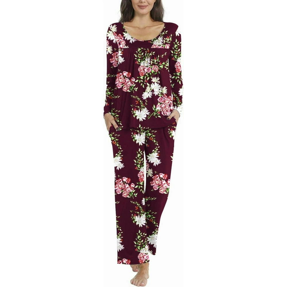 DreamFish Women's Long Sleeve Pajama Set with Pants and Pockets: $17.98