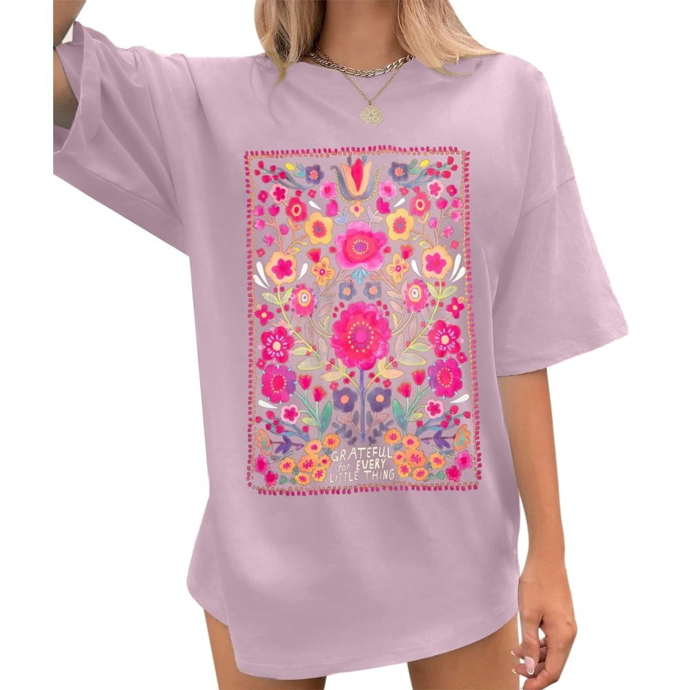 Mousya Women's Floral Graphic Oversized T-Shirt: $13.49 Mousya Women's Floral Graphic Oversized T-Shirt: $13.49