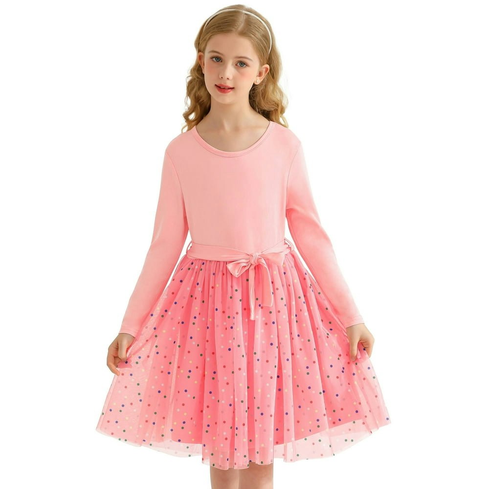 Actgleam Girls Long Sleeve Tutu Dress Pink 11-12 Years: $14.99